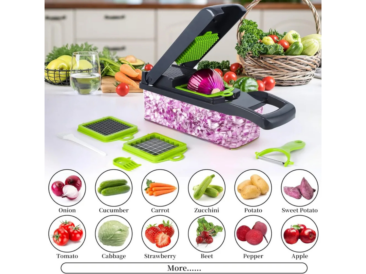 16-in-1 Multifunctional Vegetable Chopper – Slice, Dice & Mash Effortlessly