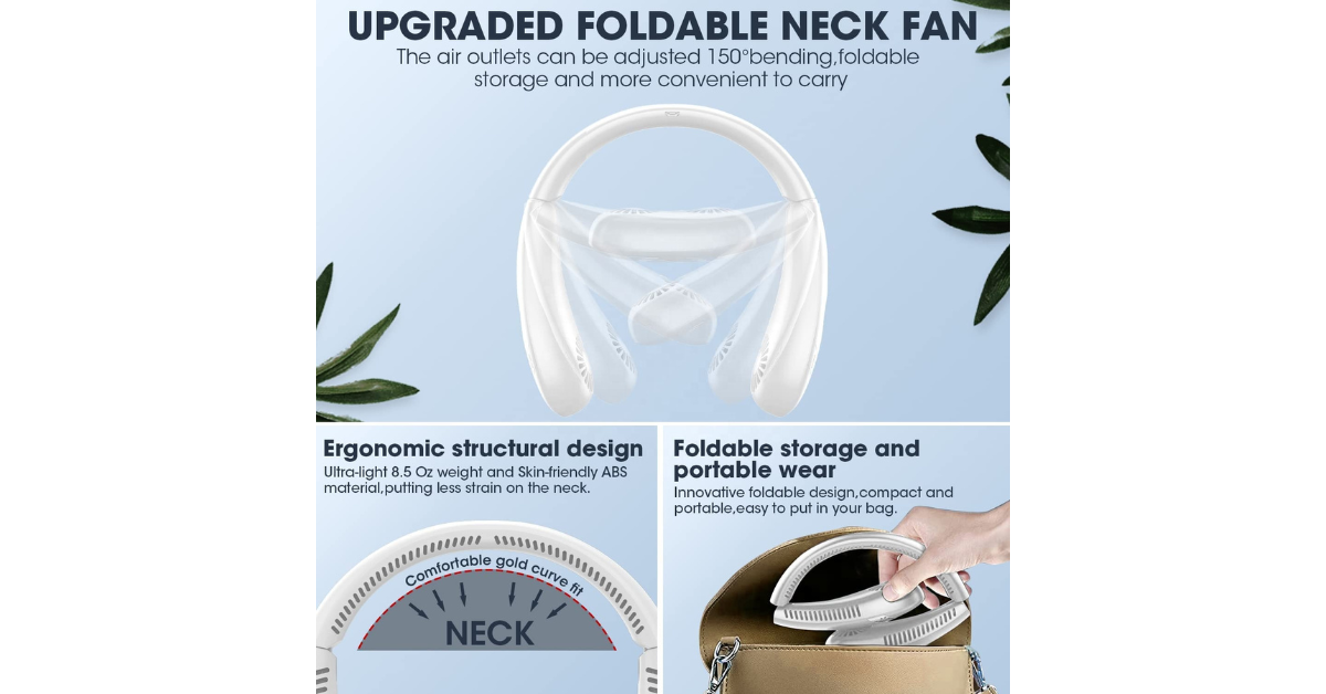 Foldable Rechargeable Bladeless Neck Fan – Hands-Free