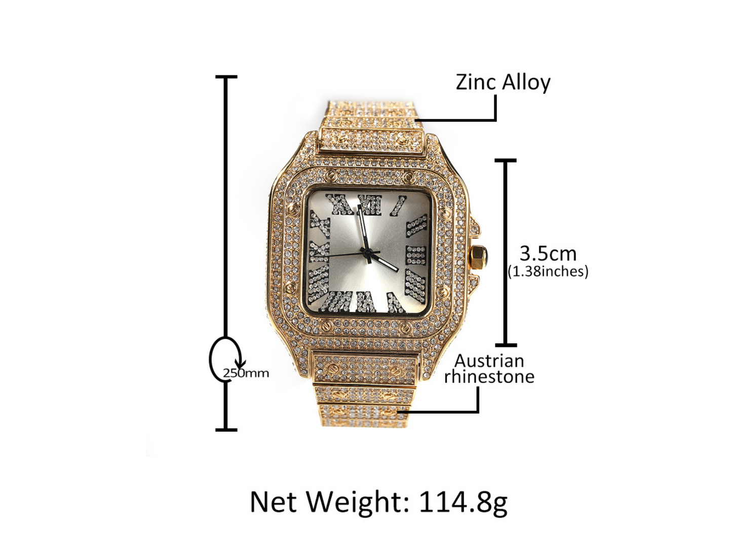 UWIN Two Tone Luxury Watch – Men & Women’s Square Dial Iced Out Style