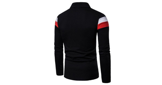 Men’s Slim Fit Polo Shirt – Classic Long Sleeve Patchwork