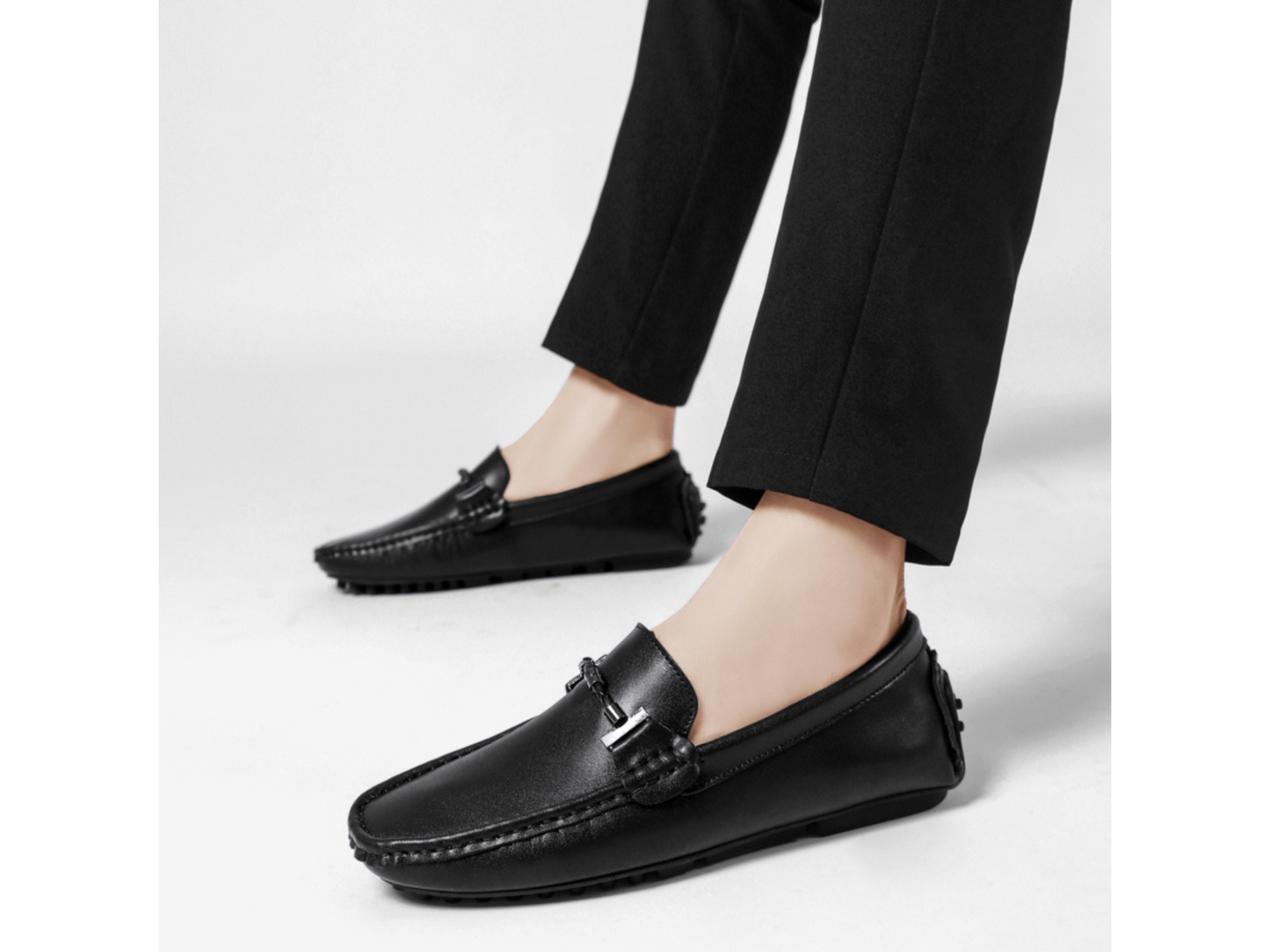 Men’s Black Leather Loafers | Slip-On Driving Shoes 2025