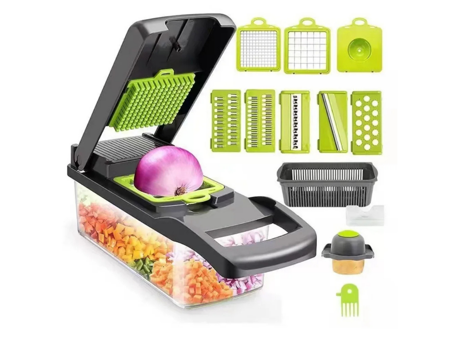 16-in-1 Multifunctional Vegetable Chopper – Slice, Dice & Mash Effortlessly