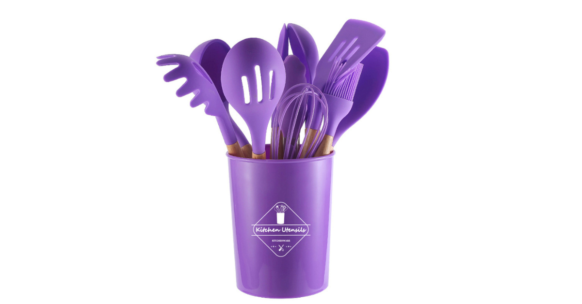 12pcs Nonstick Silicone Wooden Kitchen Utensil Set – Premium Cooking Tools