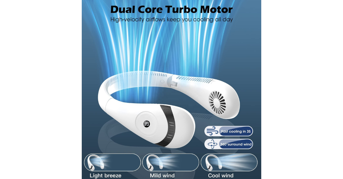 Foldable Rechargeable Bladeless Neck Fan – Hands-Free