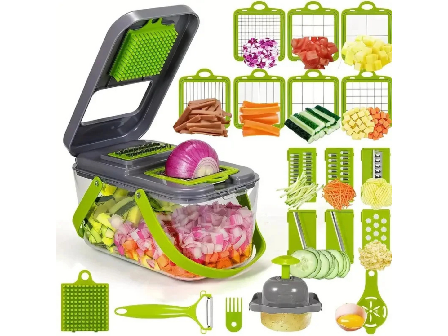 16-in-1 Multifunctional Vegetable Chopper – Slice, Dice & Mash Effortlessly