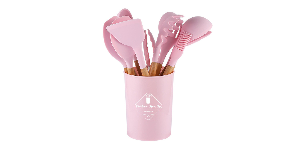 12pcs Nonstick Silicone Wooden Kitchen Utensil Set – Premium Cooking Tools