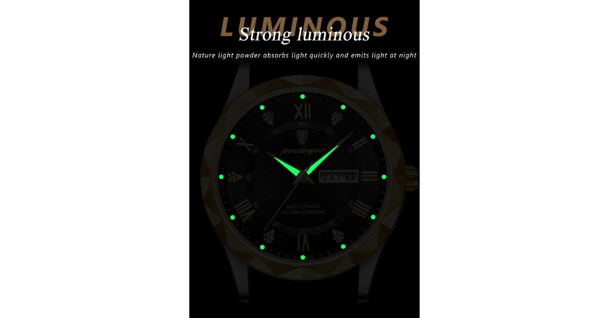 POEDAGAR 615 Luxury Leather Strap Men’s Watch – Waterproof & Elegant