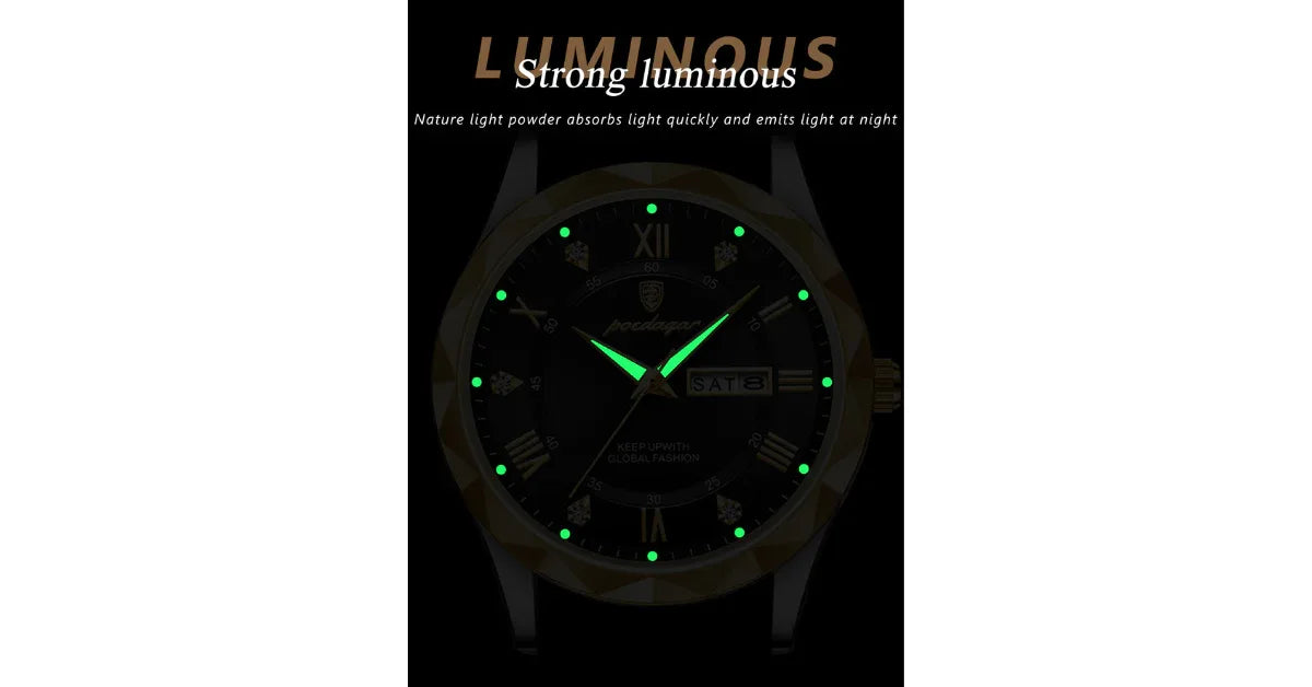 POEDAGAR 615 Luxury Leather Strap Men’s Watch – Waterproof & Elegant - vitaliqa