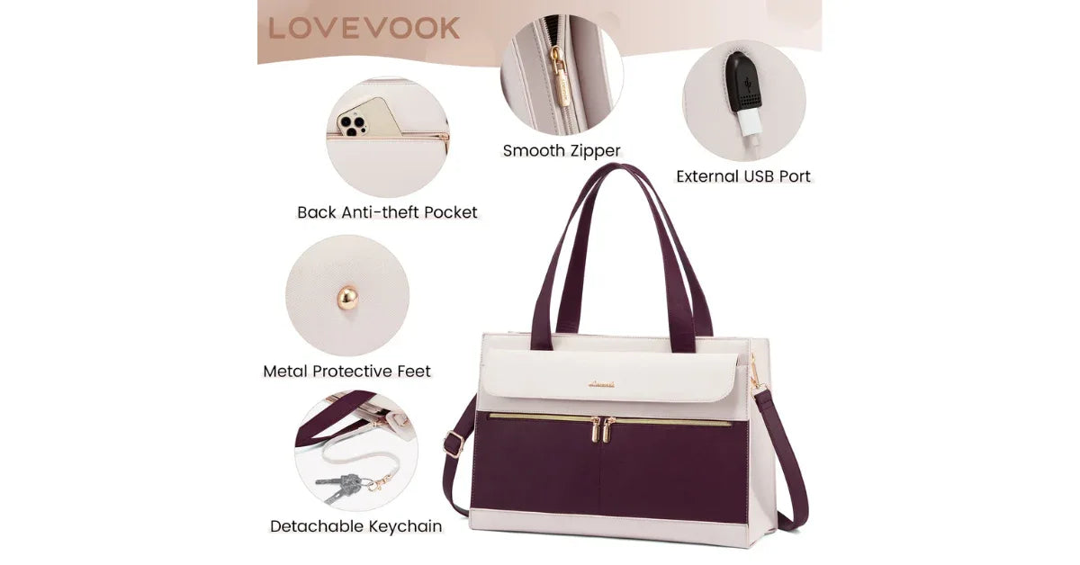LOVEVOOK Leather Laptop Purse for Women - vitaliqa