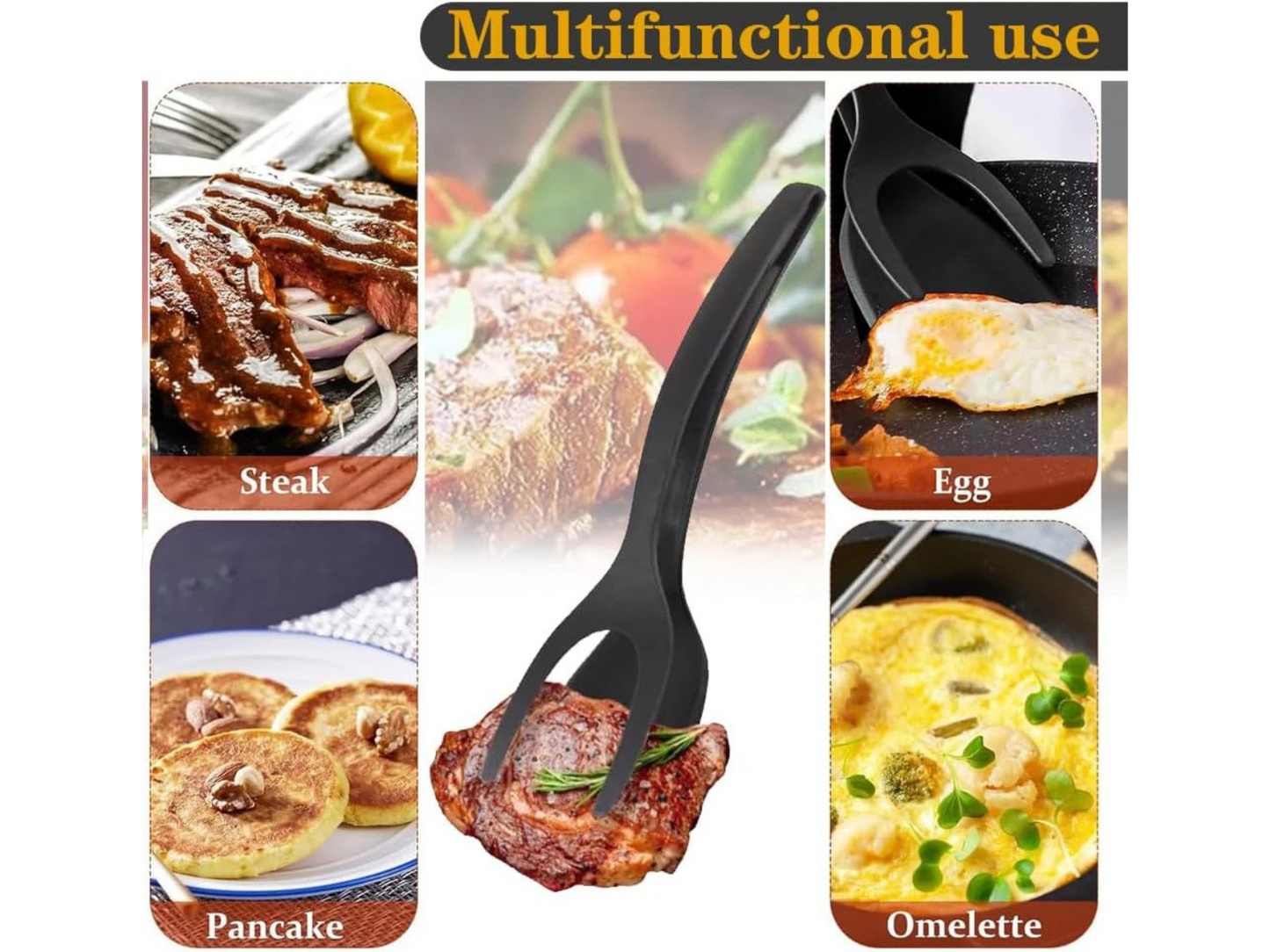 New 2 in 1 Grip Flip Spatula Tongs – Non-Stick Nylon Cooking Tool