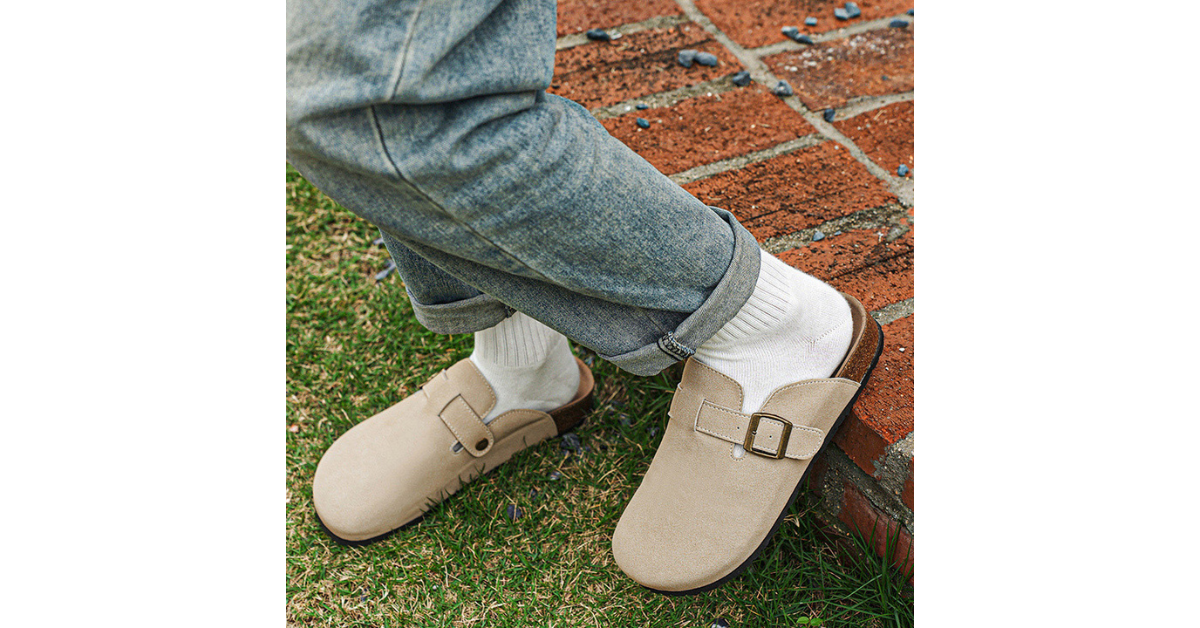 Lifestyle photo of minimalist womens clogs