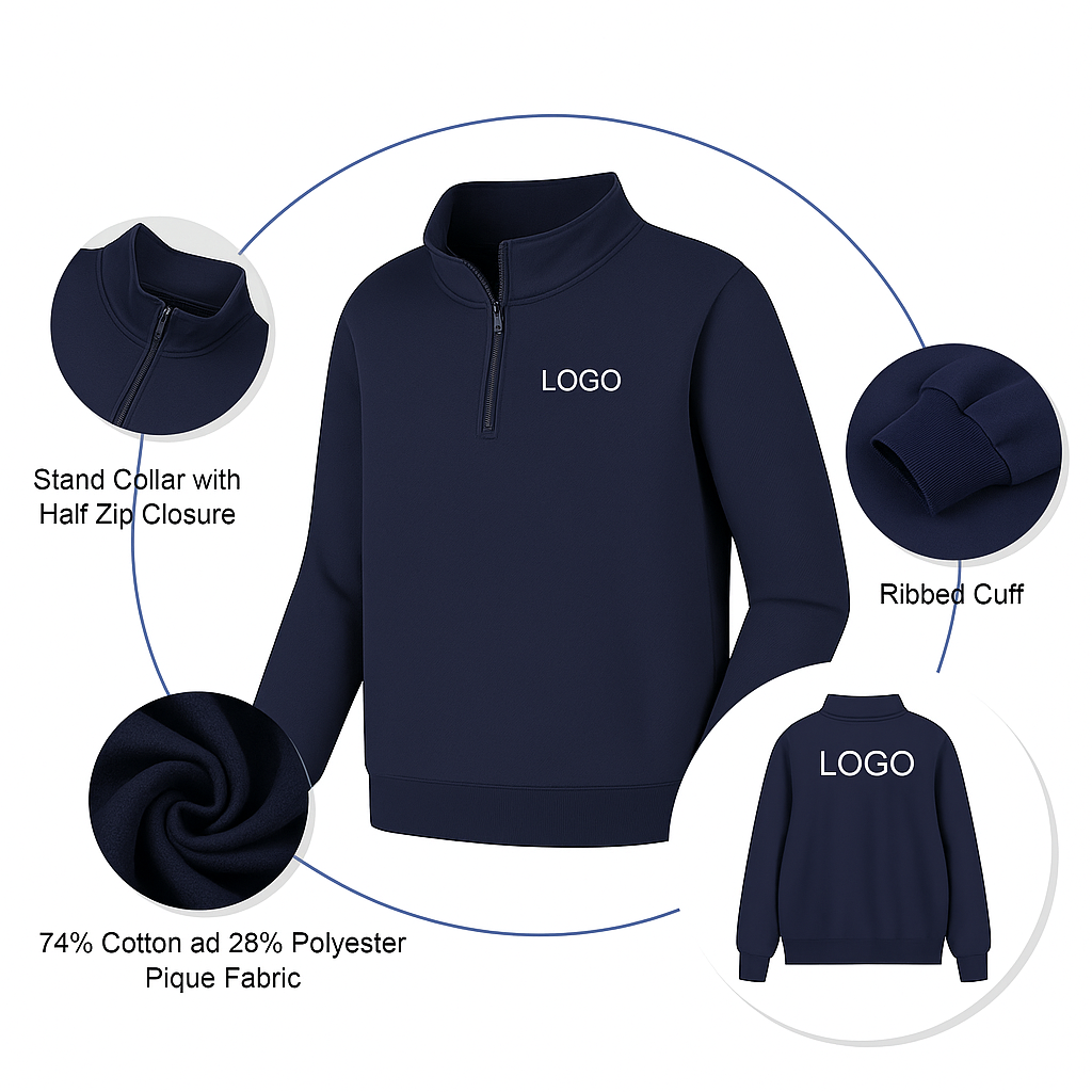 Luxury Men’s Quarter Zip Sweater | Heavyweight Custom Pullover