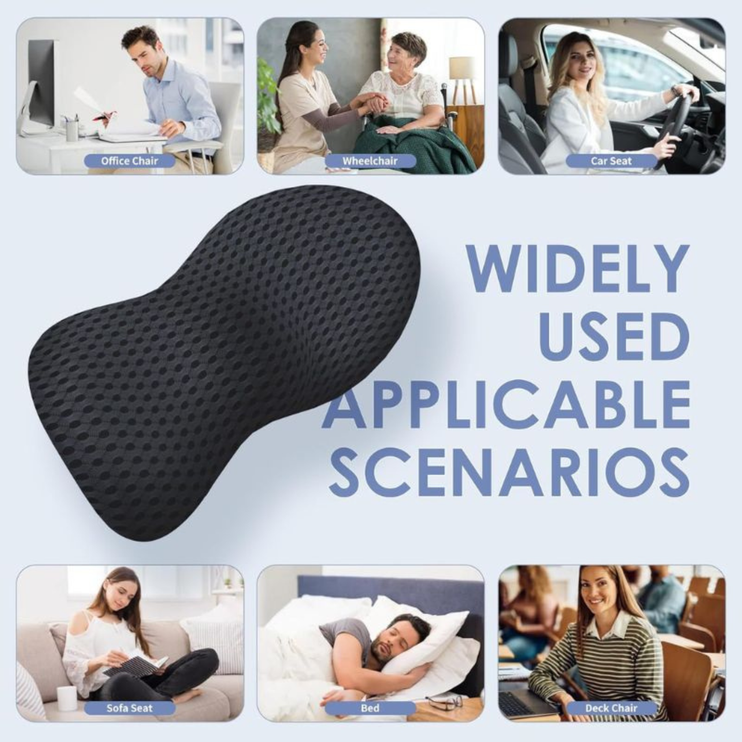 Lower back support cushion for long sitting sessions