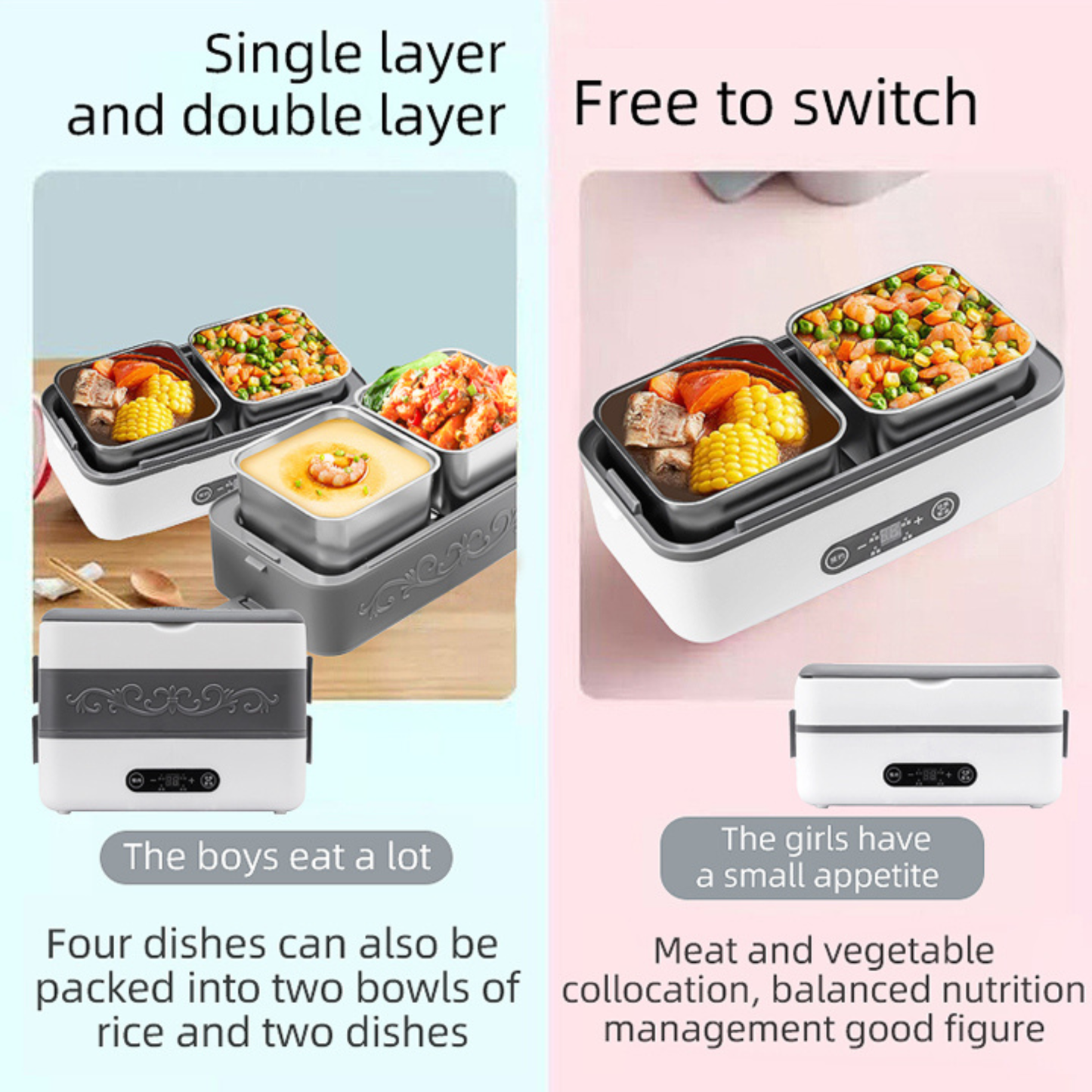 Heated lunch box with timer function
