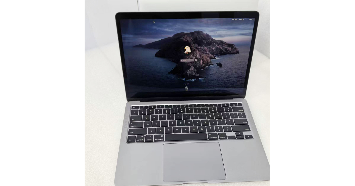 mac air m1 2020 laptop on white background