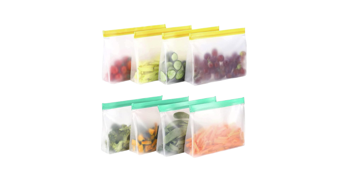 Eco storage solution with reusable silicone bag