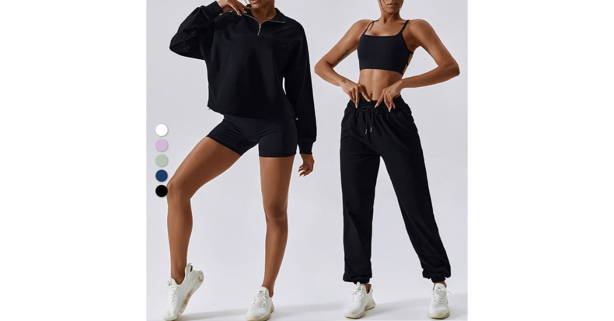 Quarter zip sweatshirt with stand collar