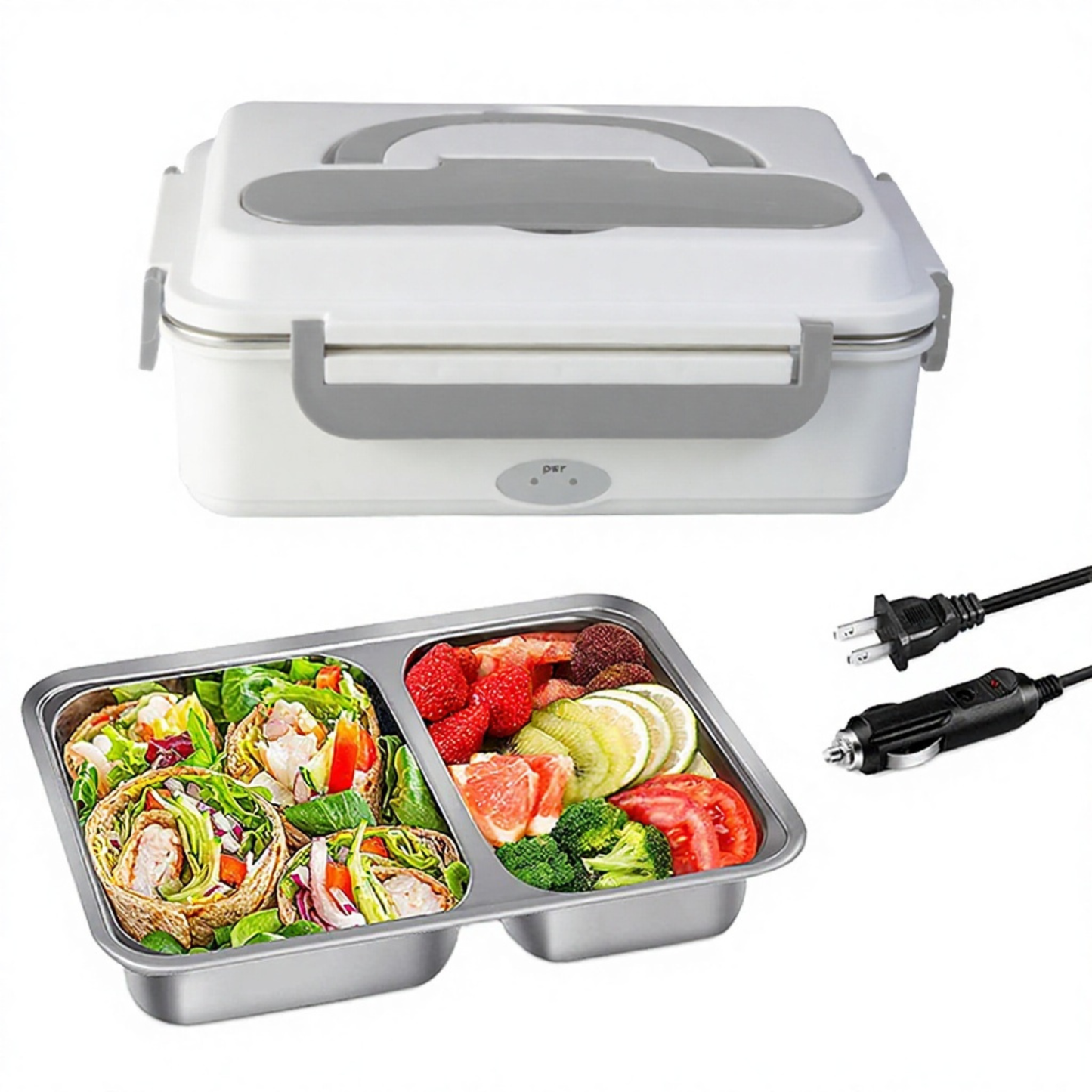 Leakproof portable food warmer container with electric heating system