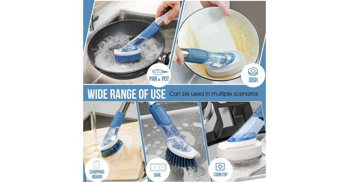 dish brush cleaning grease from pan