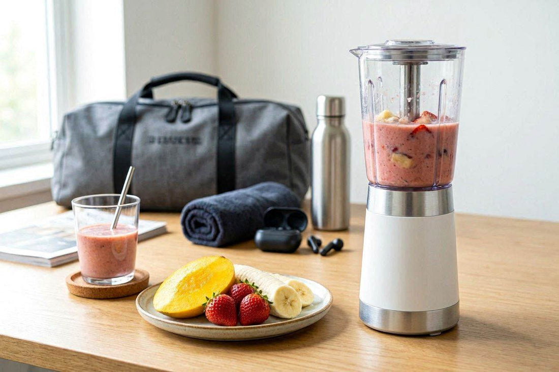 Portable mini blender with self-cleaning function, safety lock protection, and leak-resistant portable bottle.