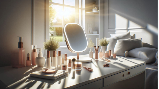 Cosmetic mirror with dimmable LED brightness