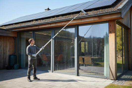 Garage door rail cleaning with brush