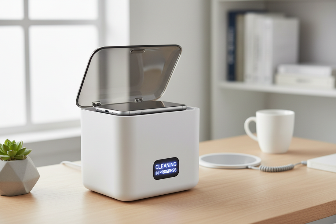 Compact UV sterilizer box for phone hygiene