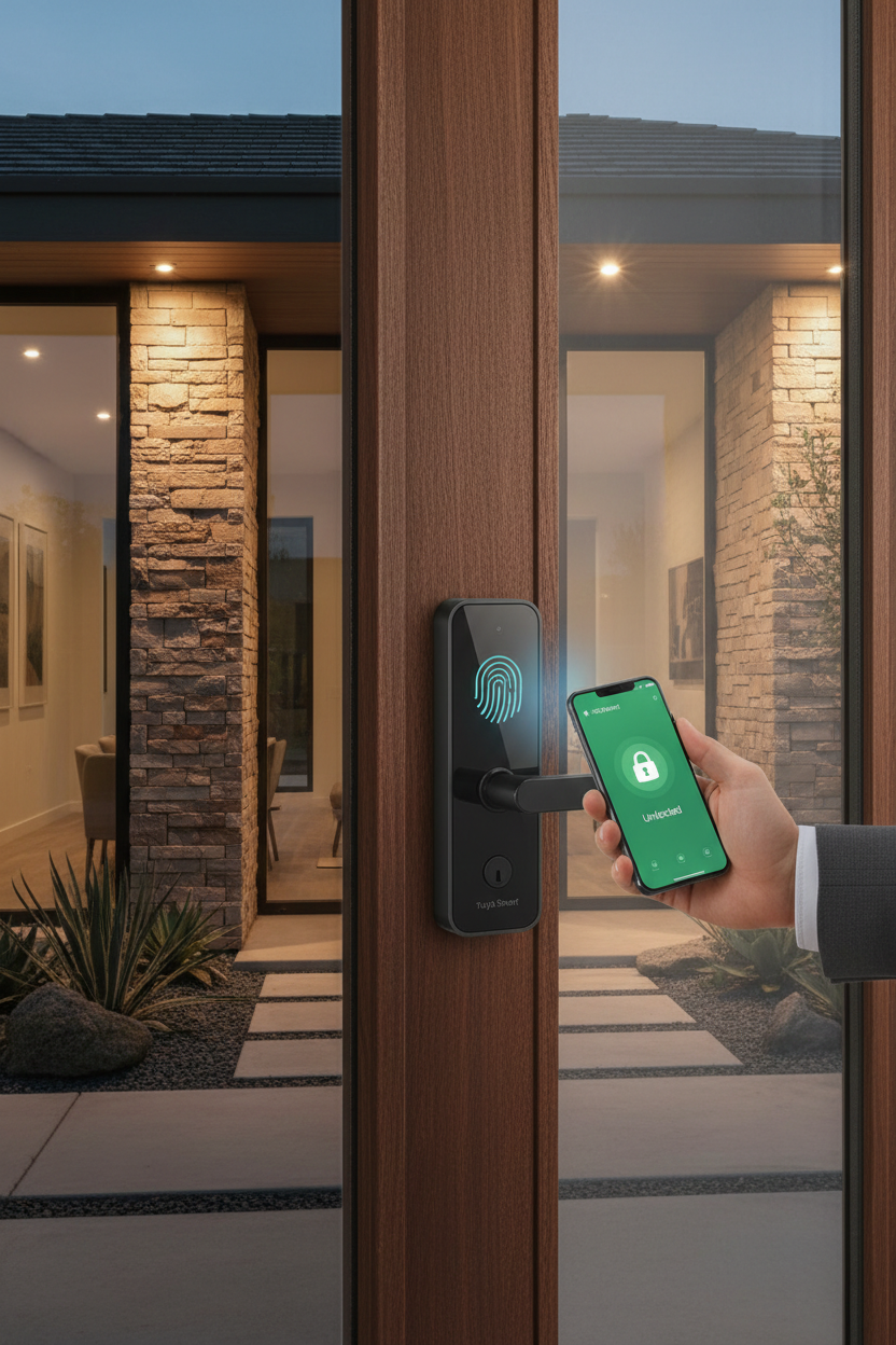 Locstar LS-C13 biometric smart door lock made from durable zinc alloy and aluminum alloy for long-lasting protection.