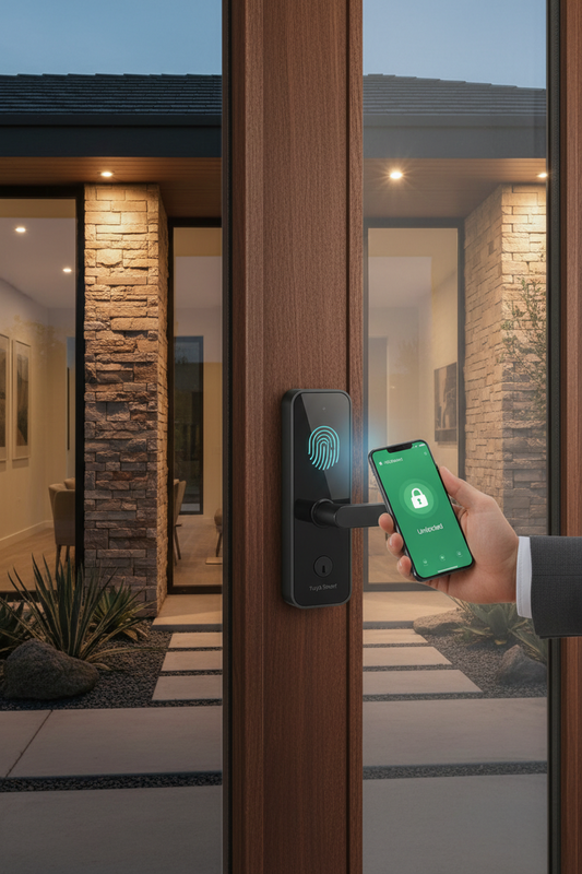 Locstar LS-C13 biometric smart door lock made from durable zinc alloy and aluminum alloy for long-lasting protection.