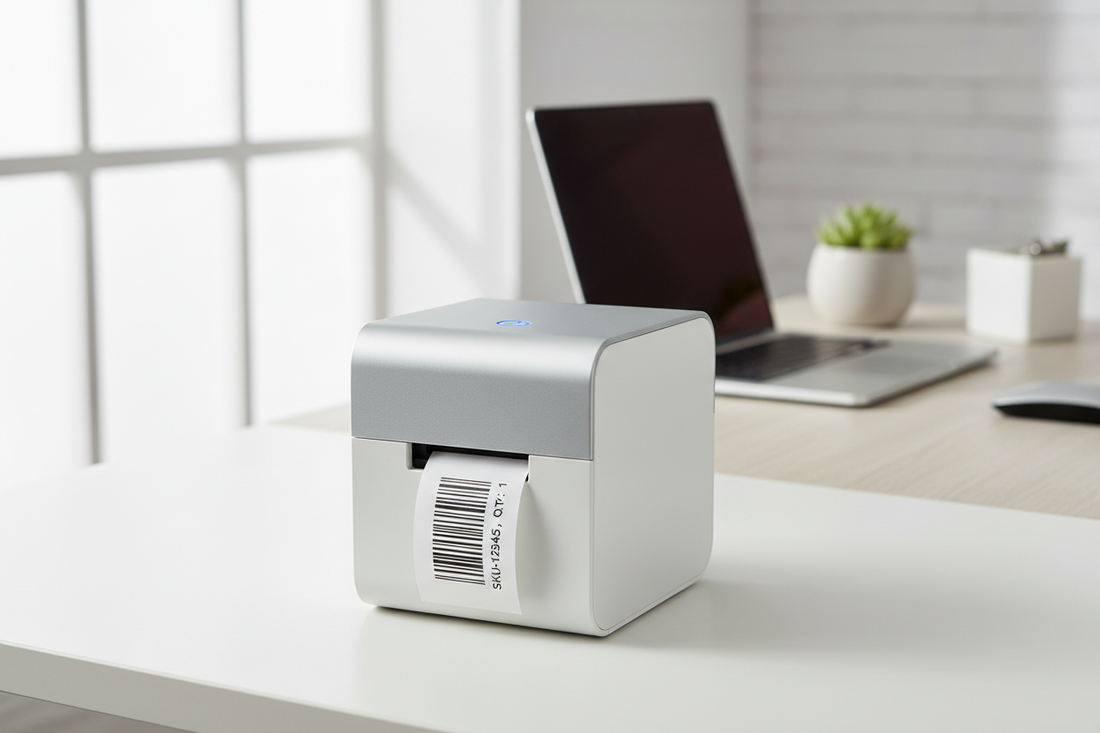 Portable shipping label printer helping ecommerce businesses prepare customer orders with professional thermal labels.