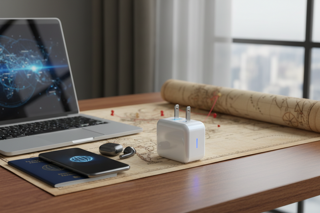 Multi Port USB Charger featuring 100W power output for charging laptop, phone, tablet, and smart devices simultaneously.