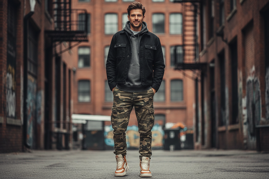 Autumn casual outfit with camo cargo pants