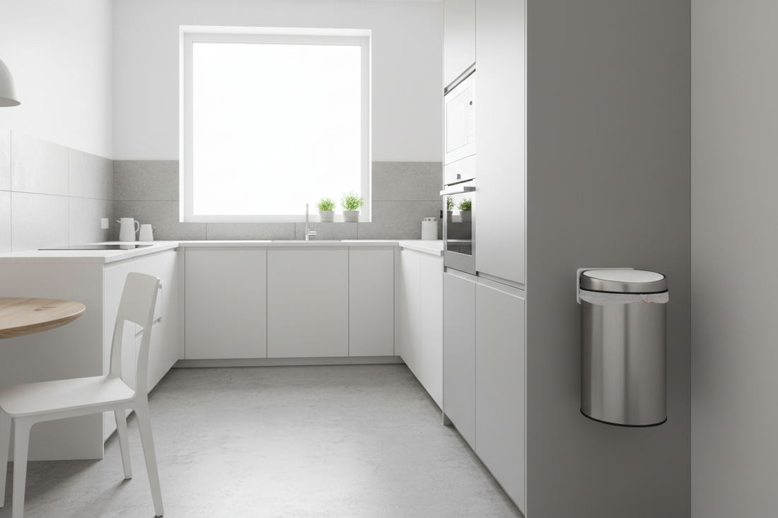compact kitchen waste bin inside cabinet