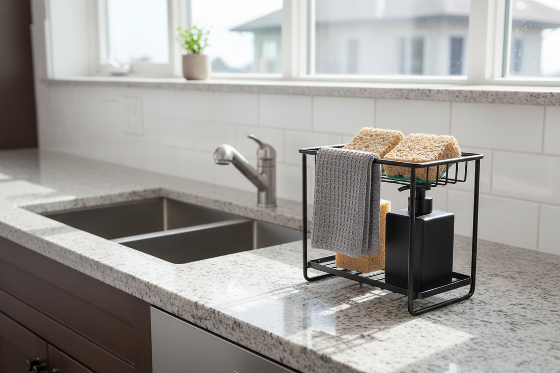 Dish rag and sponge storage with double-tier design
