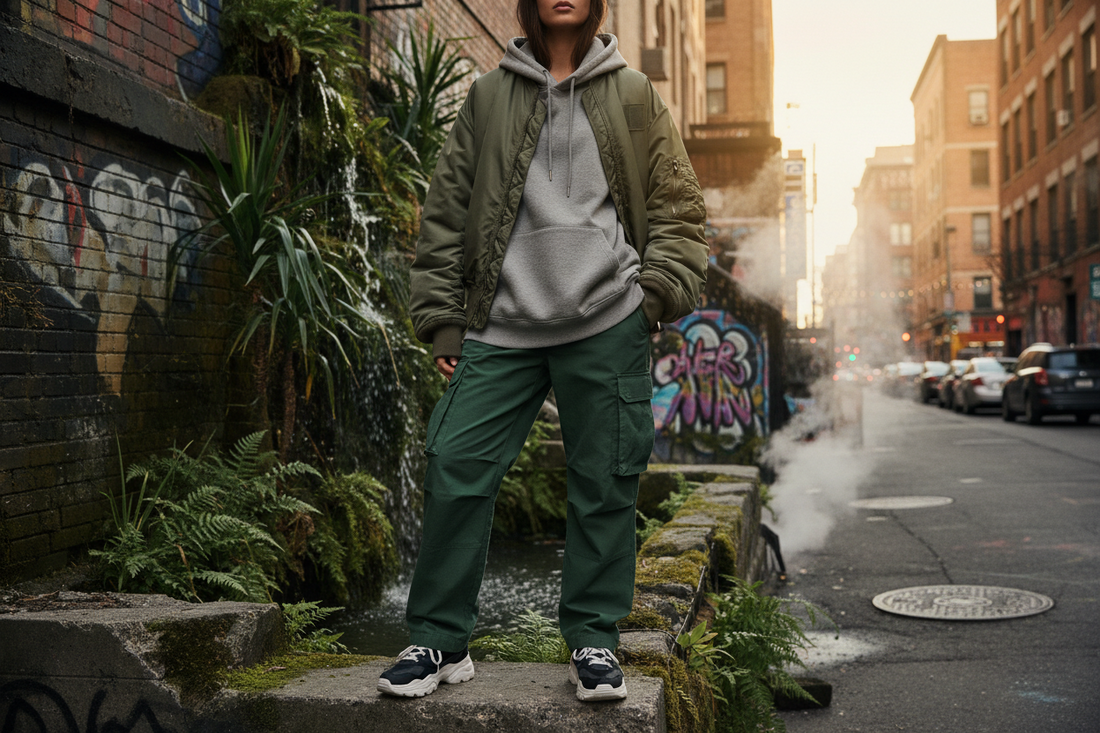 cargo pants with oversized hoodie