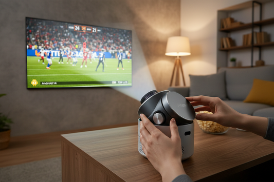 Portable projector in office presentation