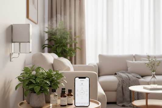 SCENTA diffuser in bedroom setting