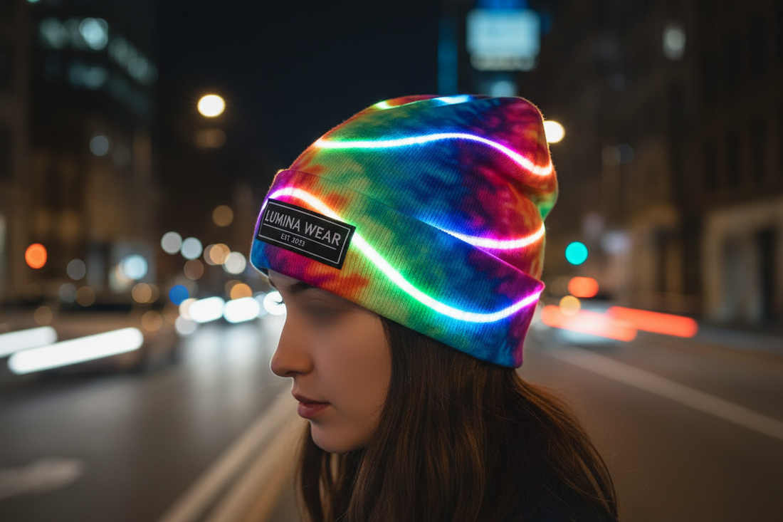 Outdoor hiking with rechargeable LED beanie