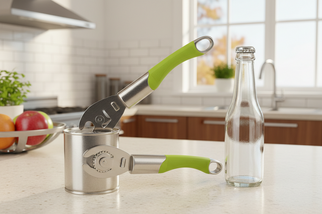Can opener opening jar lid