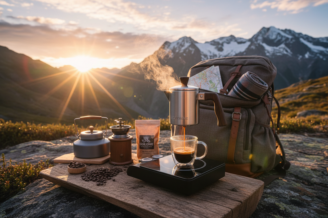 Fresh espresso prepared with portable machine