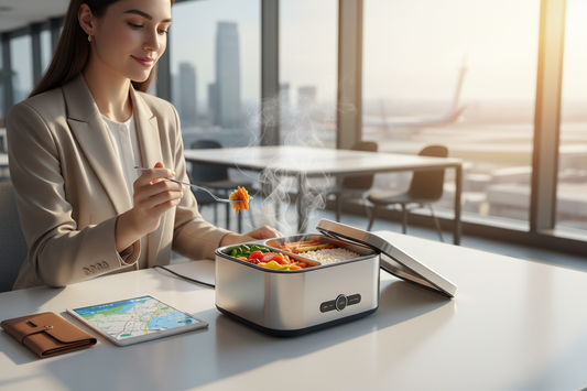 Portable electric lunch box heater for office lunch meals
