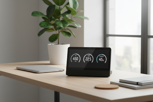 Smart Air Quality Monitor with CO2 alarm above 1000 ppm