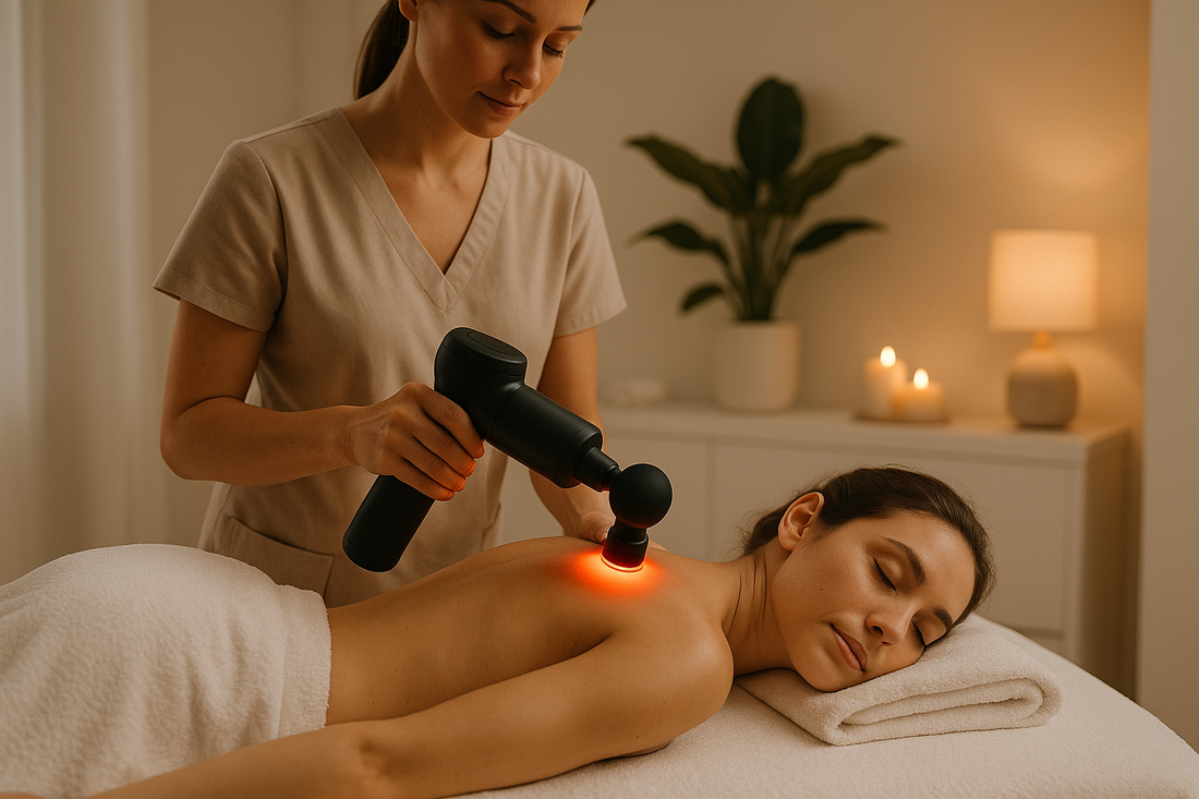 Powerful Sharper Image Heated Massage Gun for Full Body Recovery