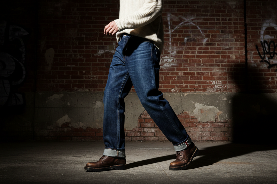 wide jeans men casual outfit