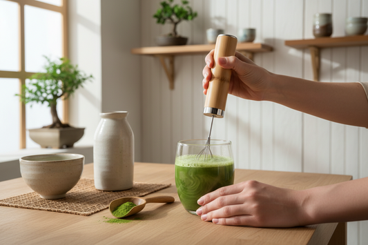 green matcha tea mixing tool