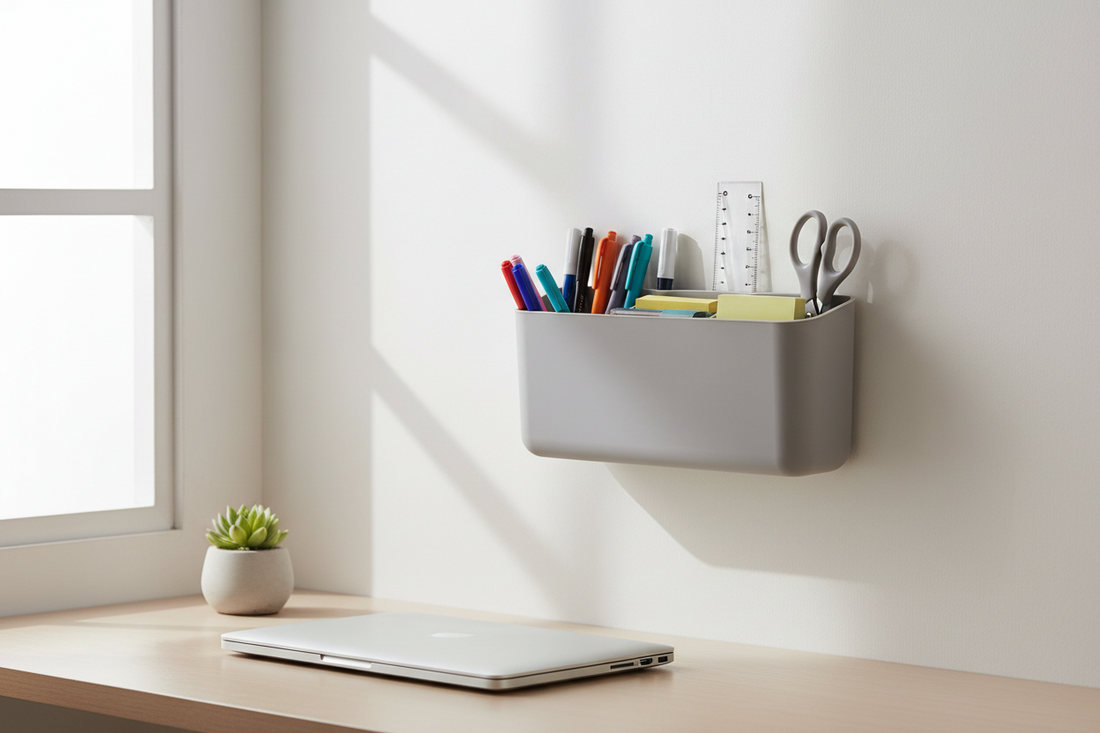 Silicone organizer used as a drawer organizer alternative for office supplies