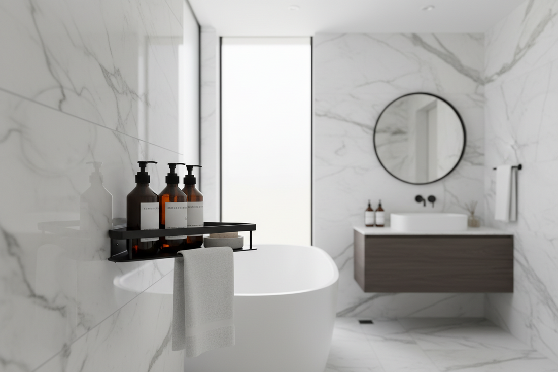 modern bathroom shelf design black aluminum