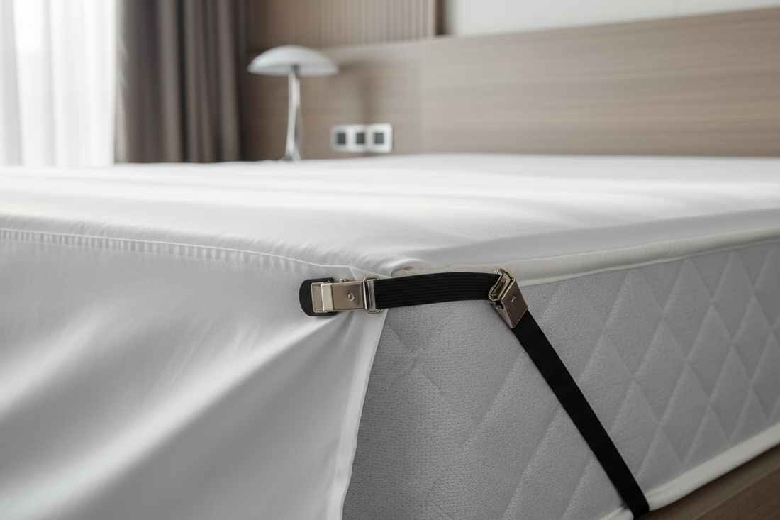 wrinkle free bed sheet with holder clips