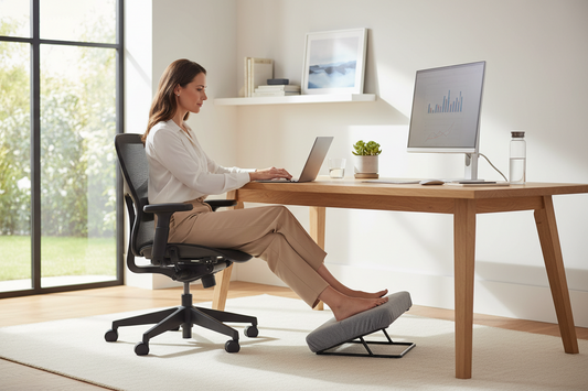 Foot rest for lower back pain relief during desk work