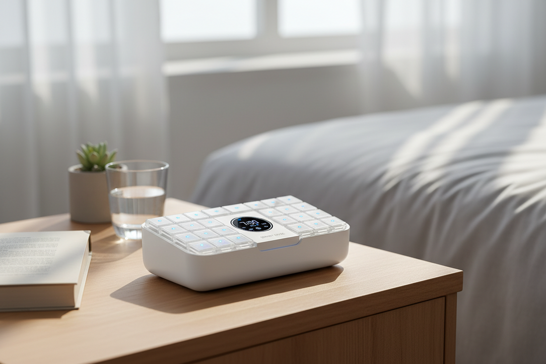Smart Pill Organizer for seniors helping organize medicine and remember scheduled doses